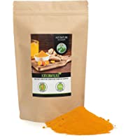Los mejores  - Polvo de cúrcuma (500g)- cúrcuma 100% natural- raíz de cúrcuma suavemente secada y molida- especia sin aditivos- vegana